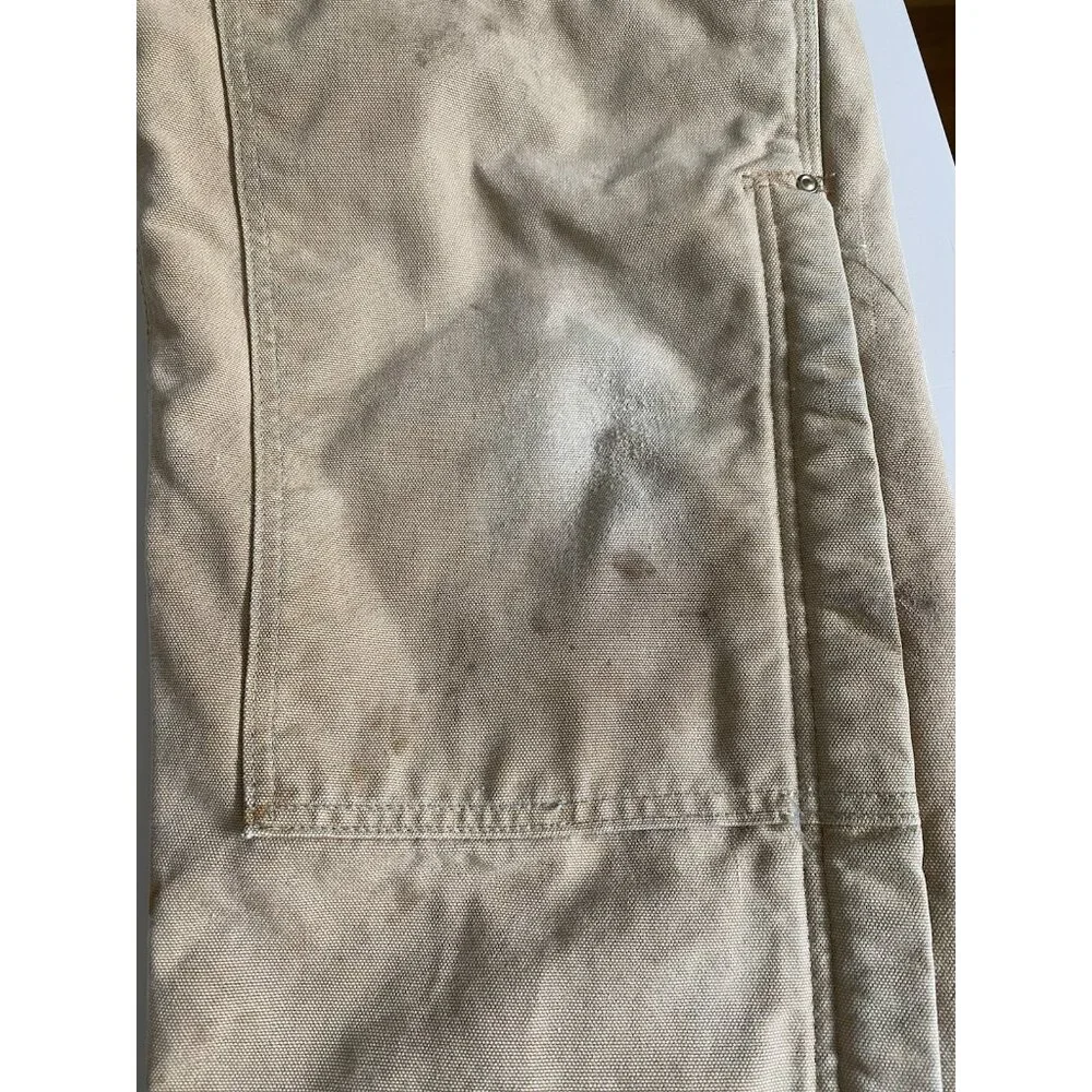 Carhartt Overalls Mens 38x29 Brown Quilted Lined Workwear Double Knee Distressed - Picture 9 of 14